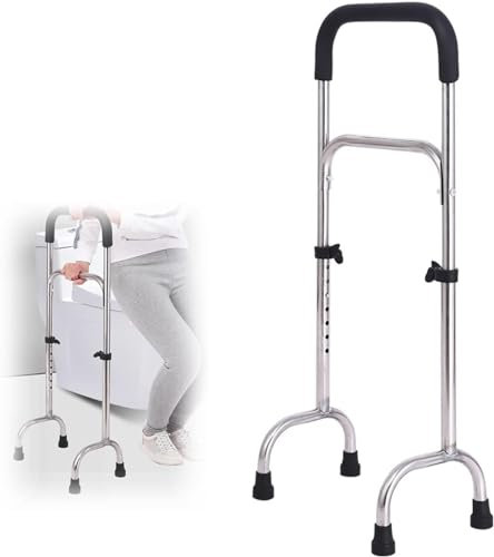 Bâton marche tétrapode réglable à quatre pieds avec base large à quatre pieds Cannes en acier inoxydable légères et stables Aide à mobilité debout