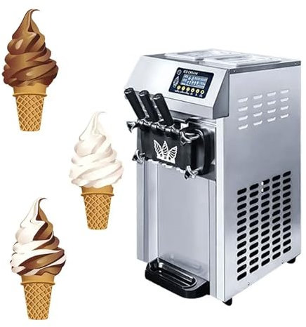 Gelatiera Commerciale Da 1250 W, Macchina Per Gelato Soft Con Display Digitale LCD Da 20 L/H, 3 Gusti Gelatiera Da Tavolo Con Modalità Di Pre-raffreddamento, Per Bar, Caffetterie, Ristoranti, Feste