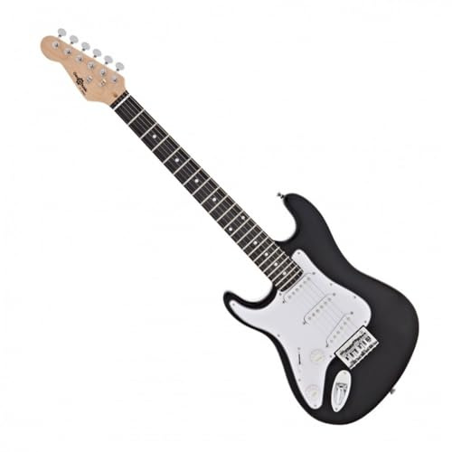 Linkshänder 3/4 Größe E-Gitarre für Anfänger mit 10W Verstärker und Zubehör, schwarz