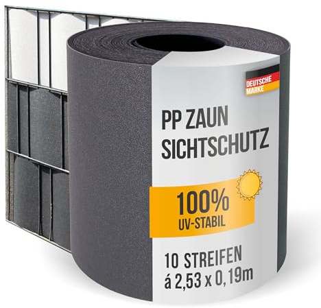 RapidTeck® PP Sichtschutzstreifen für Doppelstabmatten Zaun - Sichtschutz Rolle Blickdicht | 25,3m x 19cm | 100% UV-stabil | Wind & Wetterfest, Sichtschutz Zaun Sichtschutz Garten Gartenzaun Anthrazit