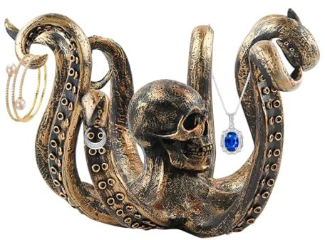 Veeteah Octopus Mug Holder for Counter Top - Retro Skull Resin Octopus Figurine | Jewelry Holder for Table Decoration, Coffee Table Decor, Bar Statue