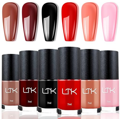 6 Farben Nagellack Set, Nagellack Schnelltrocknend Rot Rosa Nude, Farblack Ungiftig auf Wasserbasis, Quick Dry High Gloss Nail Polish für DIY Salon Geschenk für Frauen Maniküre zu Hause (Bunt A)