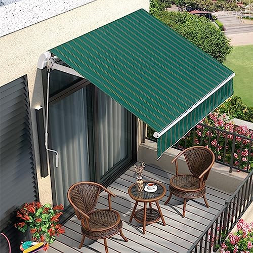 Ausziehbares Sonnensegel, für Terrasse, Veranda, Garten, manuell/elektrisch, Polyestergewebe (Dunkelgrün, 6 x 3 m)