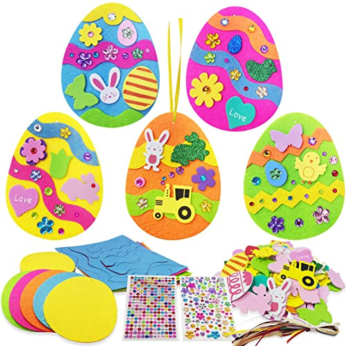 Luckeey 15 Stück Ostern Basteln Kinder, Ostereier Basteln Ostern Anhänger, Kreative Osterbasteln mit Kindern, mit Moosgummi Teilen
