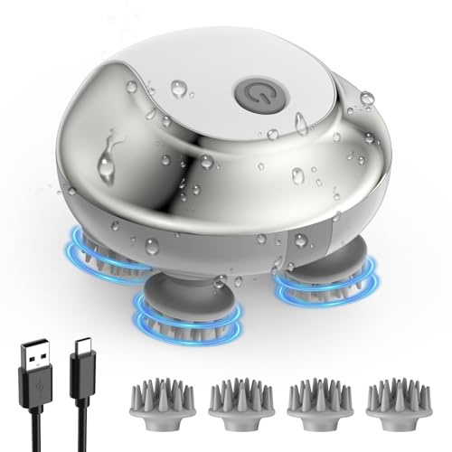 Ankilo Elektrisches Kopfmassagegerät,Hunde Kopfmassage Elektrisch mit 4 Knetköpfen Austauschbar,3 Massagemodi,IPX7 Wasserdicht Katzen Massagegerät,für HundeköRper,Katzen, Hunde