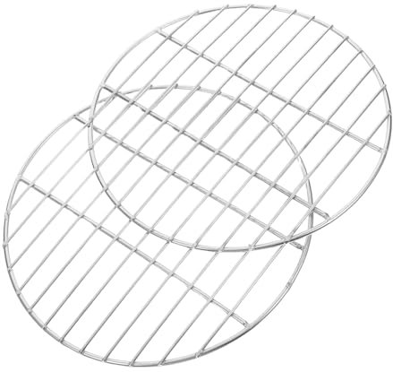 Amosfun 2 Pezzi Griglia Rotonda in Acciaio Resistente per Cuocere, Arrostire e Affumicare Adatta per Carne, Pane e Torte (22 Cm)