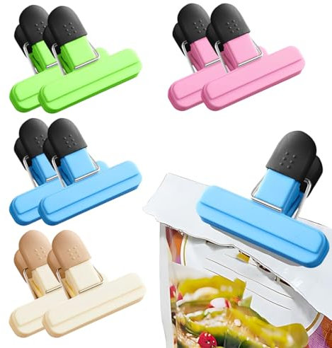 Pince Alimentaire,8 Pièces Pince Emballage Plastique Fermeture Sachet Clip Pinces pour Sachets Clips de Fermeture,Cuisine Pinces à Sac Clip D'étanchéité,Reutilisable Pince Fermeture Sachet Alimentaire