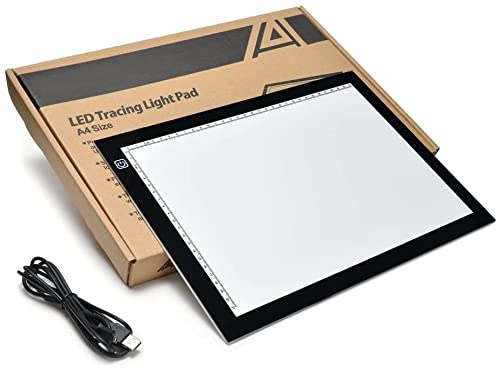 Led Licht Pad Zeichnung, Leuchttisch tragbare LED mit verstellbarer Helligkeit, Light Pad mit USB Kabel für Animation, Skizzieren, Entwerfen, Zeichnen, 47 x 34,5 x 0,5 cm (A3 mit Skala)