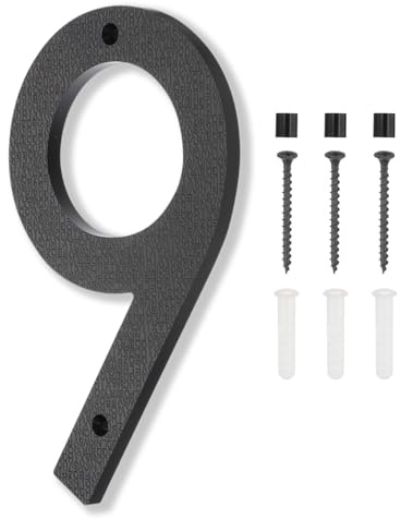 PATIKIL 8 Inch House Numbers, House Address Numbers Sign Large Floating Modern Home Number with Screws for Outside Door Wall Street, Black, 9