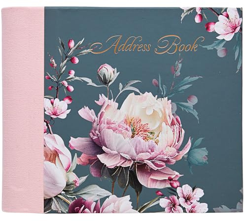 Design By Violet Harmony Address Book – Elegant Pink & Blue Floral Design with Foil Finish – 132 Pages, 520 Entries for Contacts & More