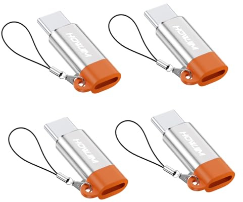 HOWJIM Adaptateur 8-Pin vers USB C Lot de 4,Charge Rapide PD pour Phone 17 | Transfert de Données 480Mbps pour Phone 15/16 Pad Pro Smartphone,Non Compatible avec Les Écouteurs/OTG/Clé USB/Pencil Argenté