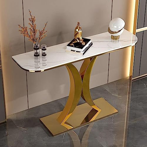Tavoli per divano consolle tavolo da parete moderno consolle con base in metallo, tavolo decorativo glamour largo 12 pollici per soggiorno, tavolo da divano a mezzaluna, telaio