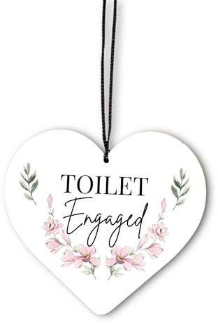 Toilet Engaged Vacant In Use Occupied Floral Modern Contemporary Door Sign | Hanging, With Chain