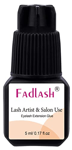 Fadlash Eyelash Extension Glue 5ml Strong Individual Eyelashes Glues 3-4 Sec Drying Time Sensitive Fast Lash Bond 5 Weeks Retention Permanent Lash Artist & Salon Use