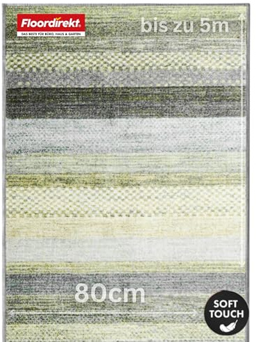 Floordirekt Teppich Läufer für Küche, Flur & Wohnraum - Teppichläufer auf Maß - Meterware - Flurteppich - Küchenläufer - Wohnzimmer Teppich (80 x 200 cm, Naxos - Grün-Blau)