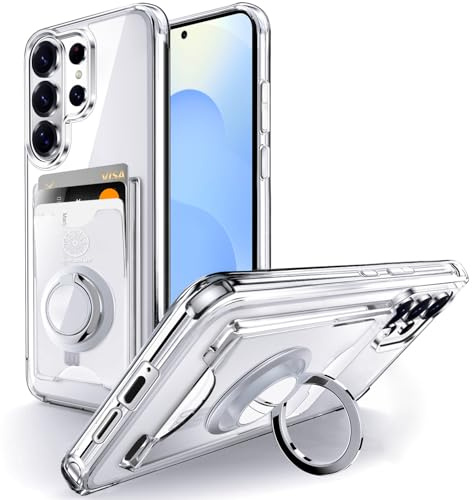SHIELDS UP for Samsung Galaxy S26 Ultra Case with Card Holder & Ring Stand. | Wallet Minimalist Case, Transparent Slim Shockproof TPU Bumper Cover for Samsung Galaxy S26 Ultra - Clear