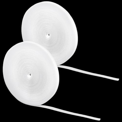 FINGERINSPIRE 2 rollos de velcro 50 x 12 mm, color blanco, ataduras para cables de ordenador, cinta de gestión de cables, nailon, correas de fijación ajustables para organizador electrónico (25 m