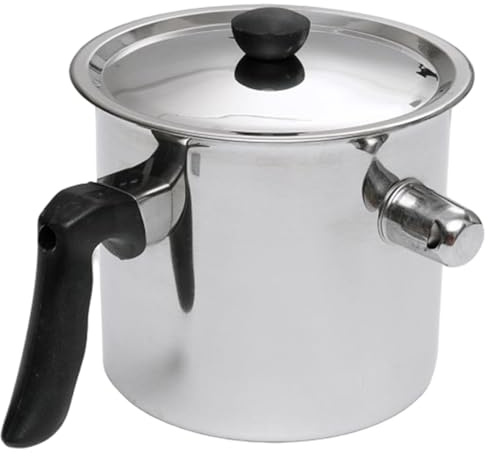 Petite casserole en acier inoxydable – Casserole à double paroi avec bec verseur latéral, chauffe-beurre et pot à miel pour la cuisine, compatible induction, mini