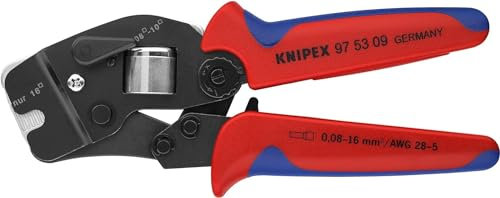 KNIPEX Selbsteinstellende Crimpzange für Aderendhülsen mit Fronteinführung, 0,08-16 mm², Vierkant-Pressung, Aderendhülsenzange, Presszange, 97 53 09