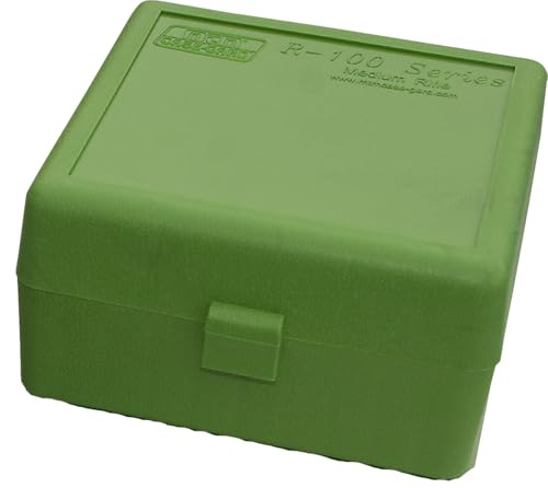 MTM Case-Gard RM-100 Series Medium Rifle Ammo Box, 100 Round, Green, 3.05-Inch
