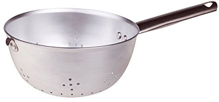 Pentole Agnelli, ALMA14028, Colapasta Sferico (Scaldapasta) con 1 Manico Tubolare e Gancio Inox, Alluminio, Argento
