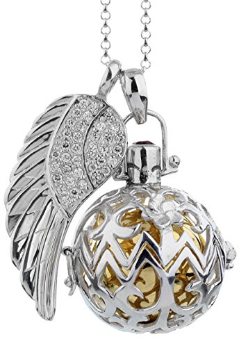 Nenalina Silver Necklace with Angel Pendant including Chime Ball and Angel Wings Pendant Women's Necklace with Jewellery and Pendant Length 80 cm | 925 Sterling silver| EFS 009