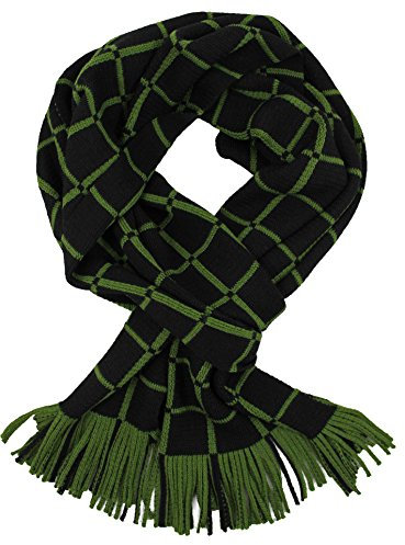 Rotfuchs Schal Strickschal Raschelschal Karo modisch 100% Wolle (Merino) (28 x 200 cm, schwarz grün) R-615