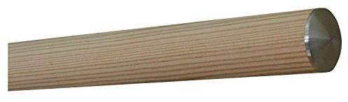 TIBU Lärche unbehandelt Holz Handlauf Geländer 30-500cm mit Edelstahl Enden Wandhandlauf Wand Treppe, Länge: 1400 mm / 140 cm / 1,4 m und Enden: leicht gewölbte Edelstahlkappe