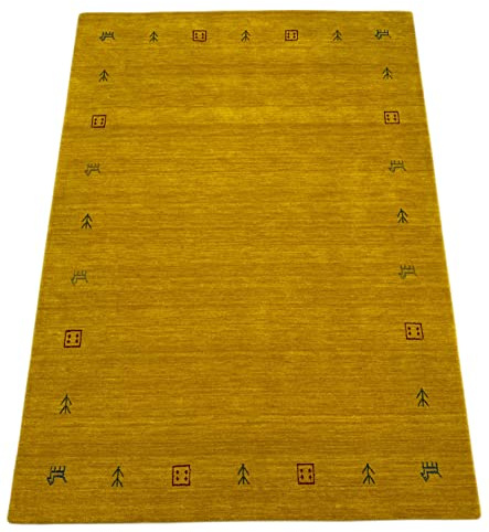 Orientmatta i guld Gabbeh-matta 100% ull Loom handgjord G-630 T (120 x 180 cm)
