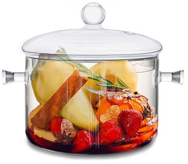 TOBHUYEXZ Glass Cooking Pot with Lid, Transparent Stock Pot,Glass Pots for Cooking Suitable for Pasta Dishes, Soups, Heating Milk