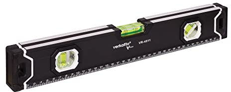 MIVOS - Nivel de burbuja de aluminio de 40 cm con sistema magnético y carcasa de aluminio - Nivel de burbuja de 3 niveles - Alta precisión - Nivel magnético, 400 mm, VR-4511, Negro