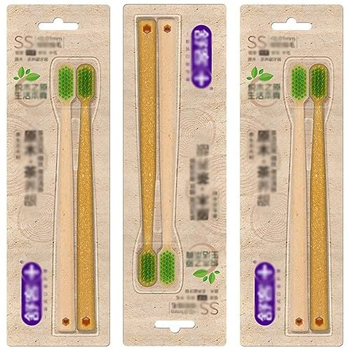 ZUMAHA Lose BPA-freie Zahnbürste mit weichen Borsten, biologisch abbaubare Handzahnbürste aus Holzkohle, 6er-Pack Reisezahnbürsten für Männer und Frauen Sauber