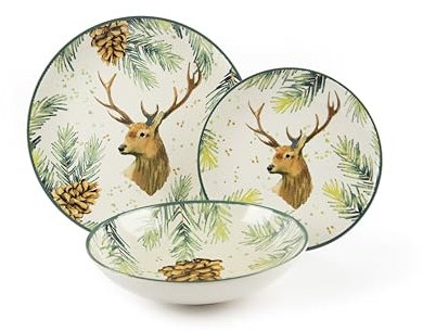 Excelsa Nordic Deer Servizio Piatti 12 Pezzi, Ceramica, 4 Persone