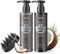 Shampoo Barba Uomo, 3 in 1 Set Regalo Cura della barba, per la pulizia della barba e favorisce la crescita, JVR Kit Barba Leviga e idrata, con Shampoo Barba, Balsamo, Spazzola