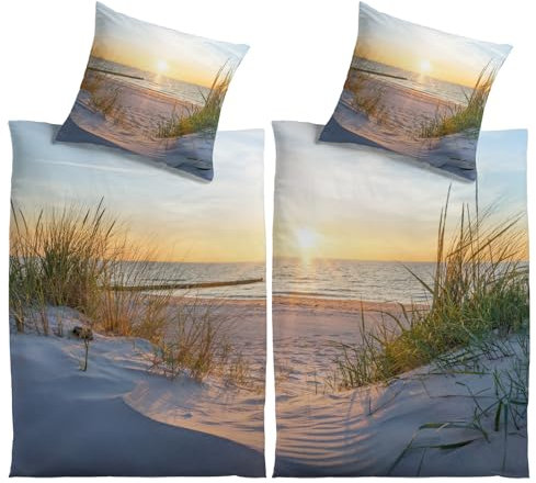 Kinzler Partner Bettwäsche TRAUMSTRAND, Größe: 135 x 200 cm + 80 x 80 cm, Renforce (4 teilig), B-11454