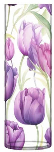 SKYSHU Tulipano, vaso cilindrico in plastica per bouquet di piante, 1 pezzo, infrangibile, alto, trasparente, per centrotavola per matrimoni, casa, scuola, ufficio, 30 x 9 cm