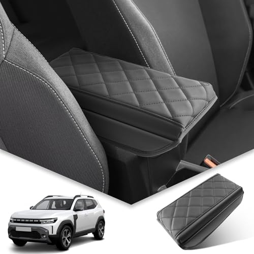 BIBIBO Housse d'accoudoir compatible avec Dacia Duster 2024, housse d'accoudoir Dacia Duster pour console centrale, protection pour accoudoir central, protection des accoudoirs (noir (version épaisse)
