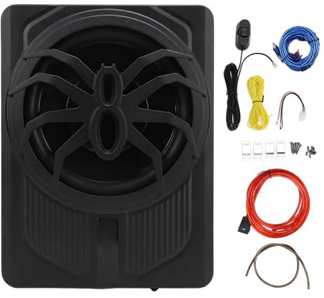 Xiuganpo Subwoofer per Auto Alimentato 10 e 800 W, Subwoofer Sottile per Auto Alimentato sotto Il Sedile con Luce D'atmosfera a LED, Subamplificatore Audio (Multicolore)