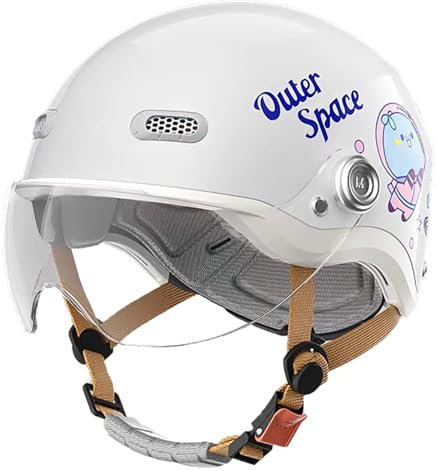 3/4-Halbhelme Für Motorradfahrer Mit Offenem Gesicht, DOT/ECE-Geprüfter Halbhelm, Moped-Straßenfahrradhelm Für Jungen Und Mädchen, Kinderhelm Mit Sonnenblende D,48-54cm