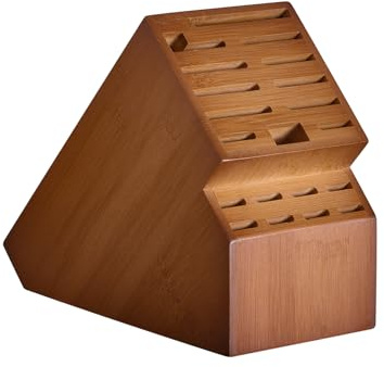 Kitsanery Knife Block Countertop Butcher's Knife Rack and Organizer 20 Slot Knife Holder Large Bamboo Knives Rack (Knife Not Included), Universal Knife Rack Strap