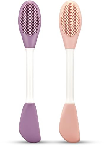 2 Pcs Silicone Face Mask Brush, Face Mask Brushes Facial Mud Mask Applicator, Double Head 2 In 1 Massage&Apply Facial Mask Brush, for Mud, Clay, Charcoal Mixed Mask Make Up Tools