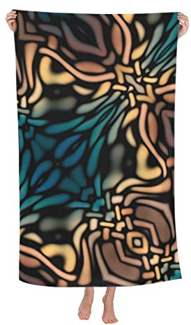 Beach Towel Dekoratives Blaugrünes Goldmuster Mikrofaser Duschtuch Schnell Trocknend Strandtücher Für Reisen Camping Reise 80X130Cm