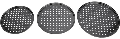 3 moldes para pizza con agujeros, redondos, perforados, de acero al carbono, para hornear pizzas, para el hogar, restaurante, cocina