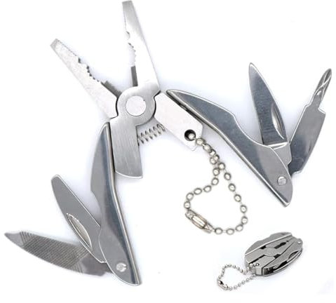 YUZNA Pinza multiuso, in acciaio inossidabile, strumento multiuso da viaggio, con 5 strumenti pratici, perfetto per le riparazioni