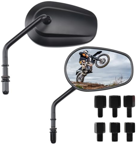 Specchietti retrovisori universali per moto, specchietti laterali da manubrio in alluminio M10/M8 per moto Cruiser Sport Naked Bike ADV Touring, nero