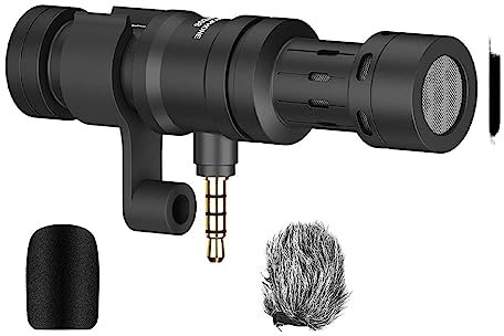 AIRYSSFU Kit Carte Son, Microphone CVM-VS08 for Smartphones, Microphone caméra directionnel cardioïde, Micro Vlogging