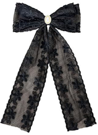 Delicada horquilla plana con encaje de cristal para balletcore para la cabeza, clip elegante con lazo para el pelo