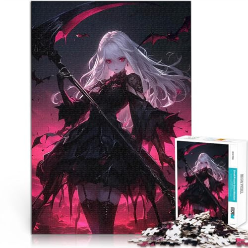 Puzzle da 1000 pezzi per adulti Ragazza anime dark con falce Giocattolo educativo antistress Decorazioni e regali unici per la casa 52x38cm