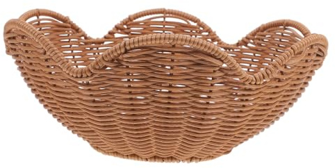 LABRIMP Cesta de Imitación de Ratán en Forma de Flor, Plato para Servir Elegante, Organizador de Frutas y Aperitivos de Plástico E Hierro para Hogar y Cocina