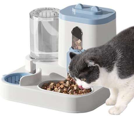 Distributeur Automatique De Nourriture Sèche Et Eau - 27x23x27cm Distributeur Croquettes Chat Automatique | Stockage De Masse | Station d'alimentation Et Abreuvoir pour Animaux De Compagnie